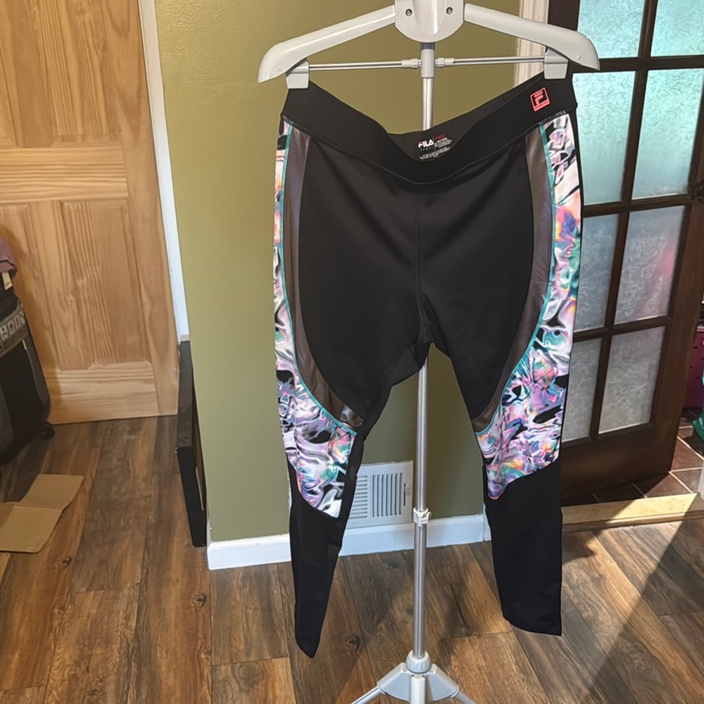 Fila Black and Pink High-Waist Leggings